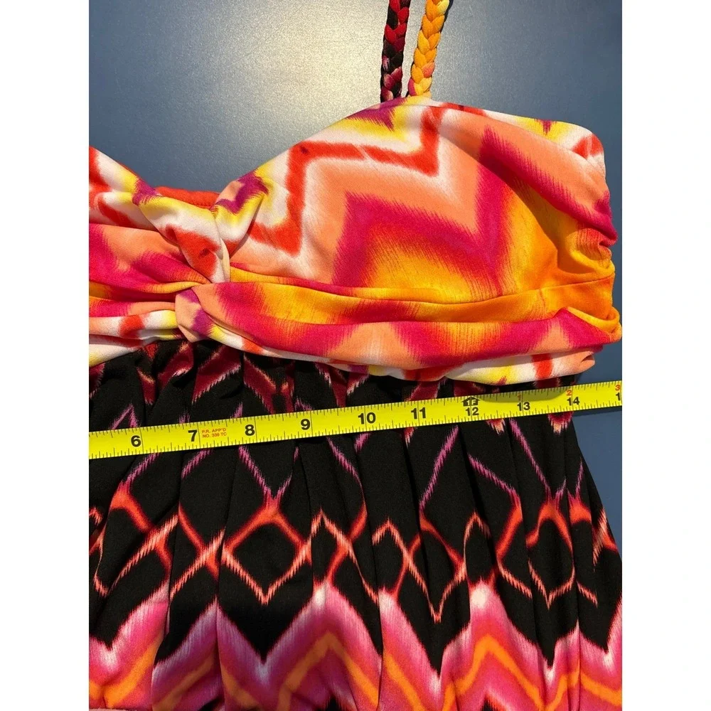 Bisou Bisou Maxi Dress 10 Pink Zig Zag Sundress Braided Y2K‎ Beach Pink Whimsy